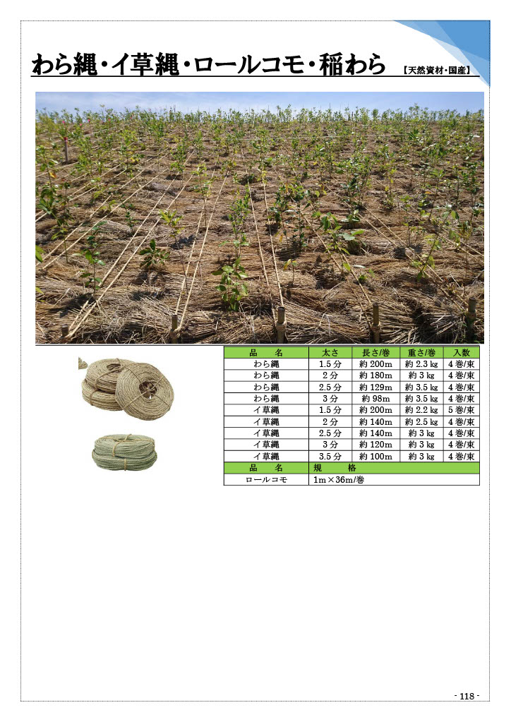 わら縄・い草縄・ロールモコ・稲わら【天然資材・国産】 有限会社おかだ – 宮城県石巻市鹿又で園芸資材なら